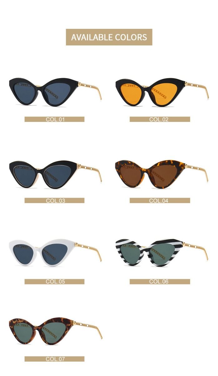 Luxury Gold Tone Cat Eye Oversize Sunglasses