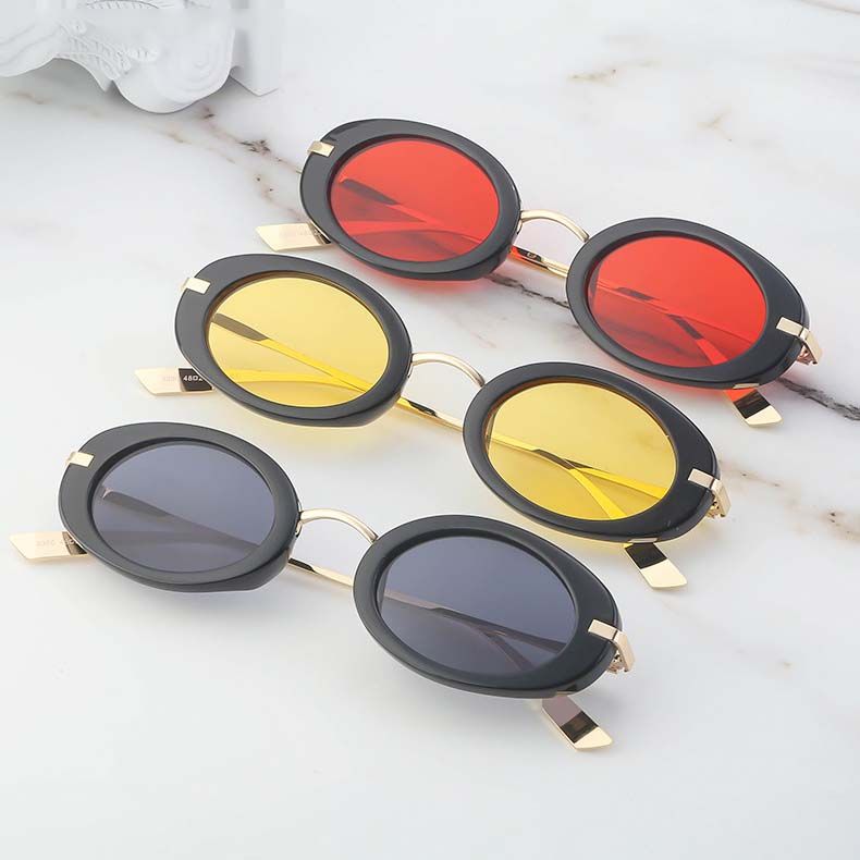  Vintage Steampunk Small Oval Frame Punk Sun Glasses
