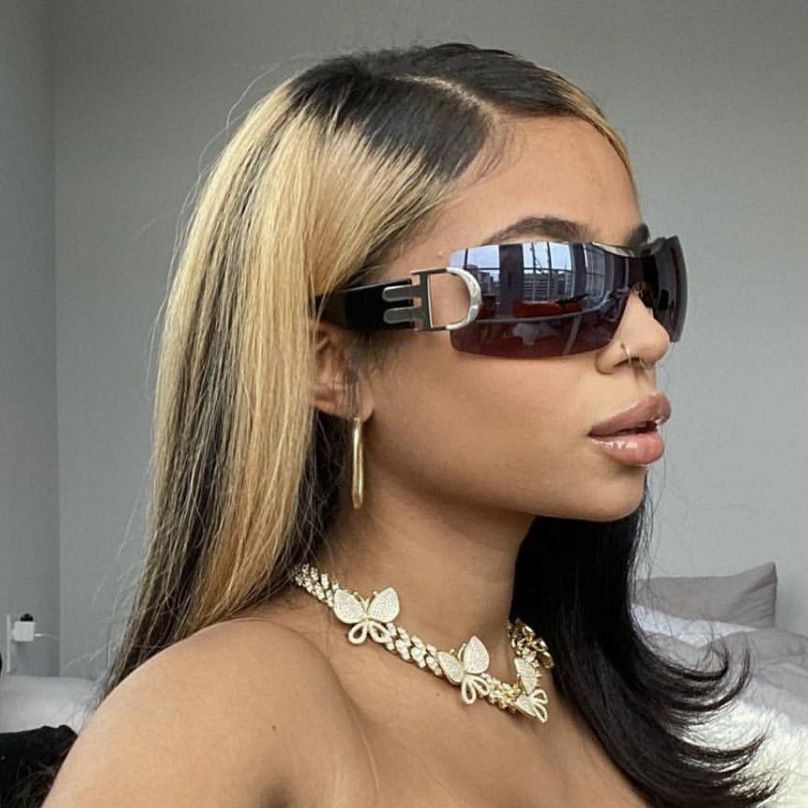 Luxury oversized flat top mono lens sunglasses