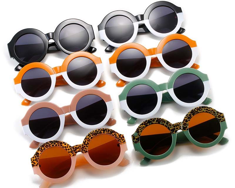 Two Tone Contrary Colors Lovable Round Sunglasses 
