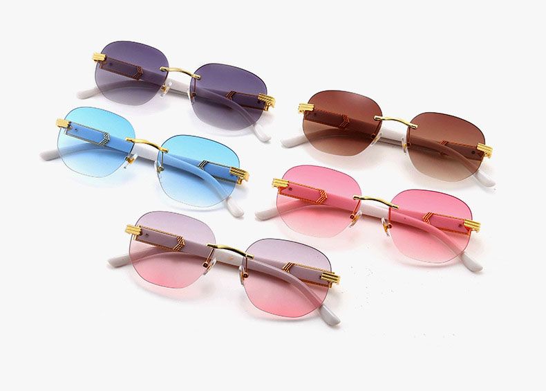 Vintage small rimless sunglasses oval gradient shades