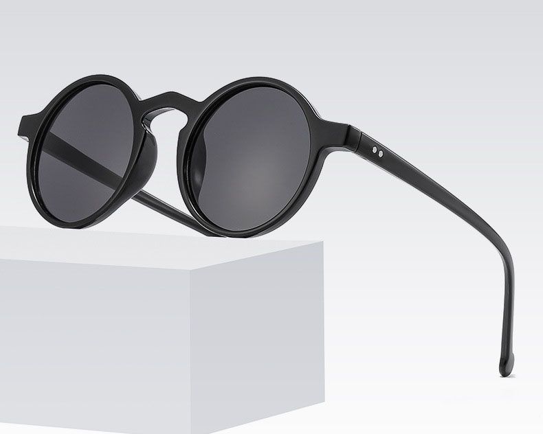 Keyhole Bridge Dot Rivets Round Vintage Sunglasses