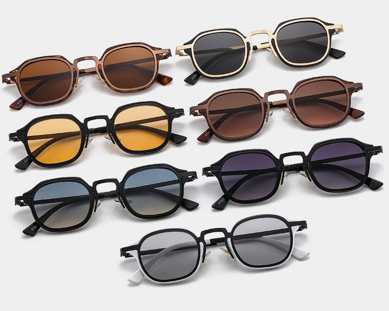 Alloy frame small square sunglasses retro punk shades