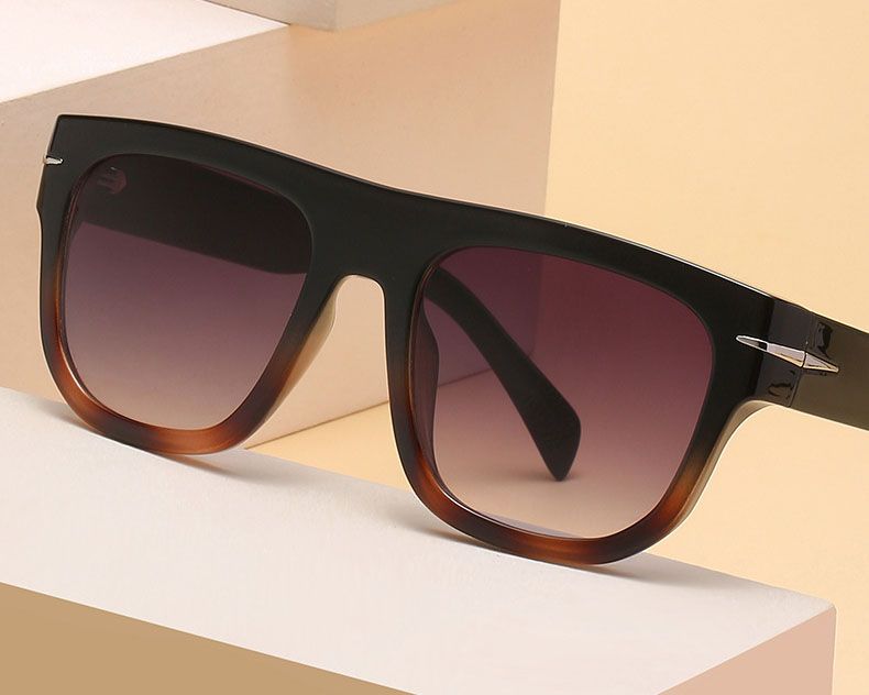 Flat Top D frame futuristic one piece sunglasses