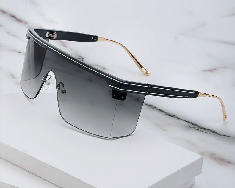 Oversize wraparound shield sunglasses one lens goggles