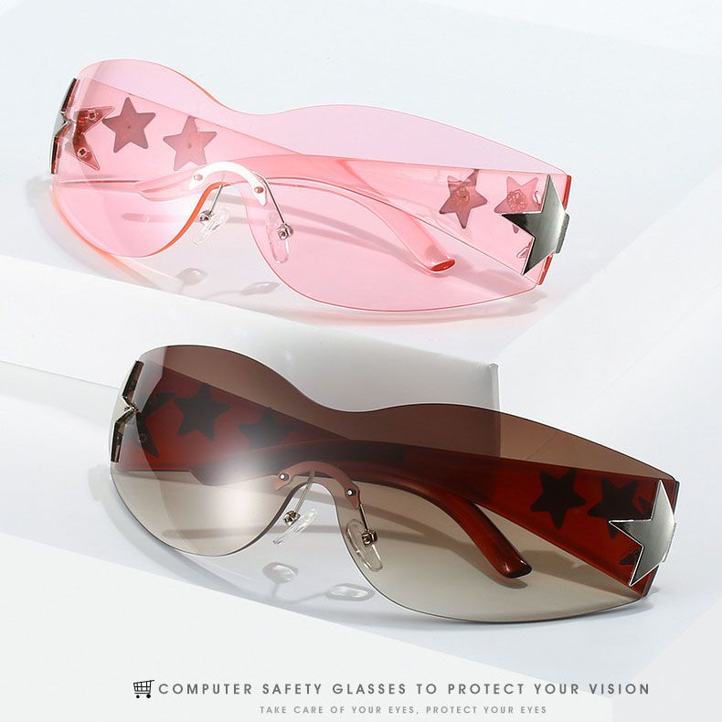 Stars Decor One Piece Sunglasses Wraparound Goggles