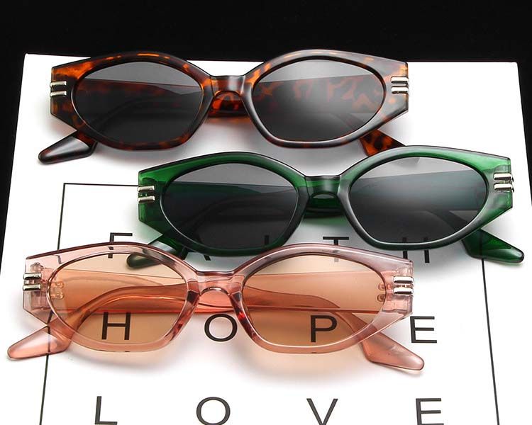 Side Bars Decor Geometric Frame Retro Girls Sunglasses