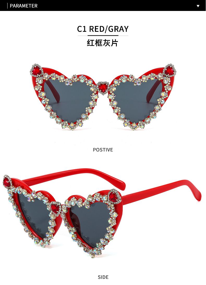 Twinkling rhinestones heart shaped cute sunglasses