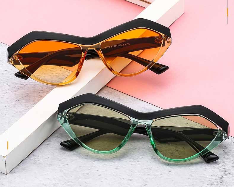 Ladies Distinctive Frame Two Tone Polygonal Sunglasses 
