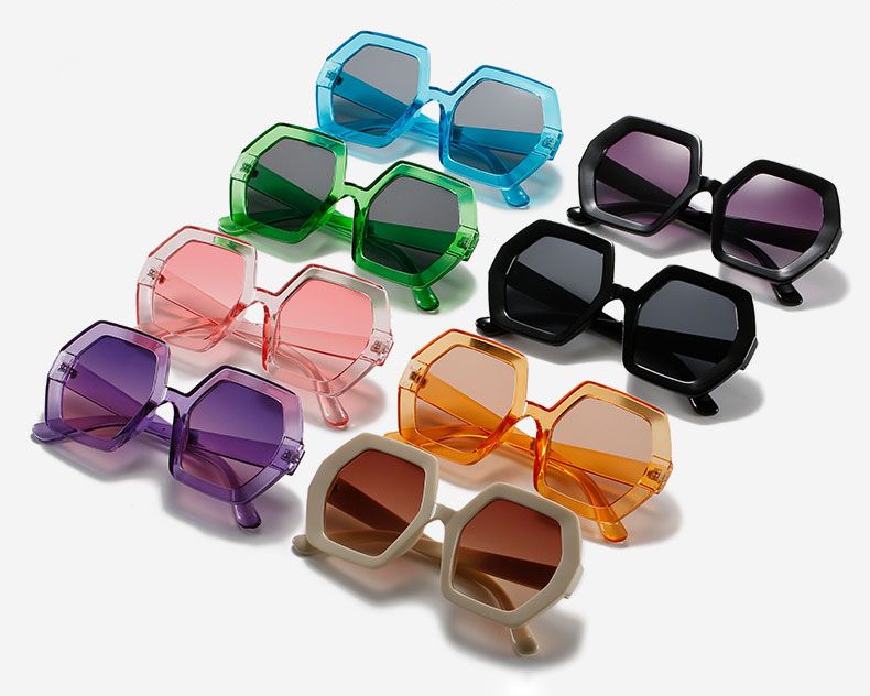 Square studded vintage punk shades heptagon sunglasses