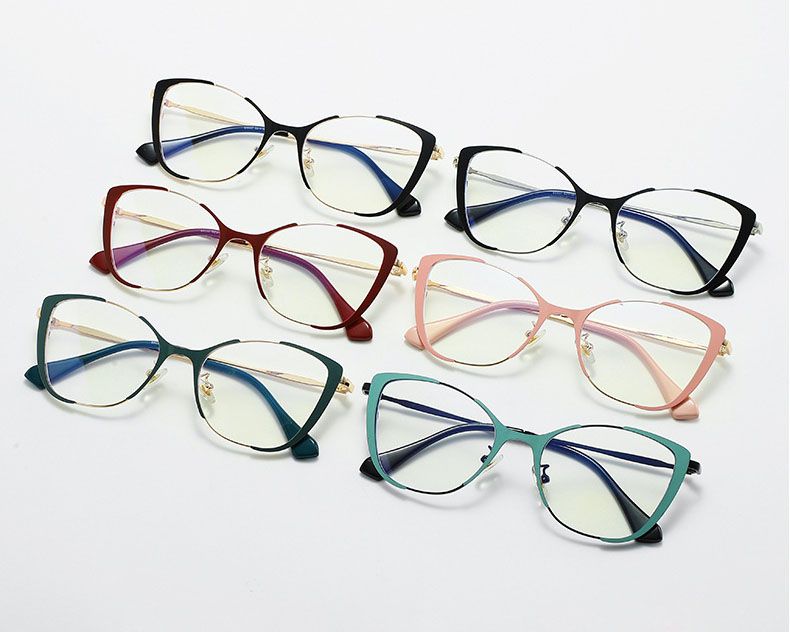 Alloy Frame Anti Light Blue Girls Retro Cat Eye Glasses