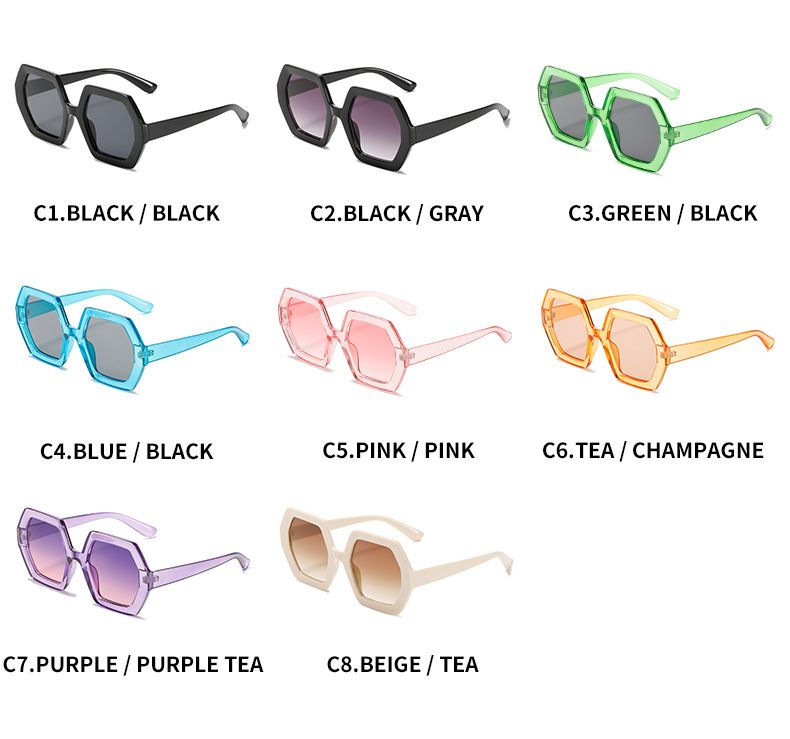 Square studded vintage punk shades heptagon sunglasses