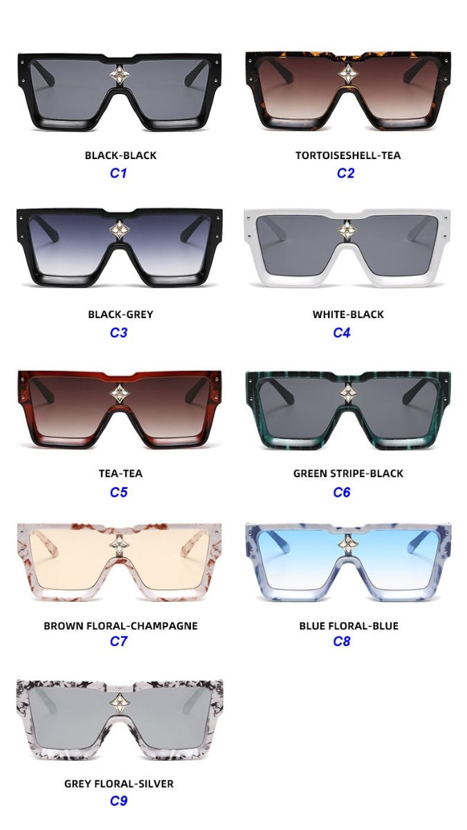 One piece square sunglasses oversized gradient shades