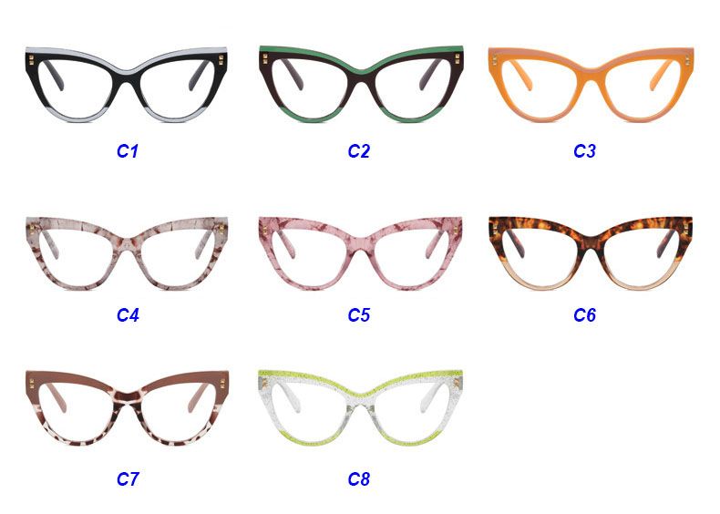 Multicolored Cat Eye Anti Blue Light Acetate Frame Eyeglasses
