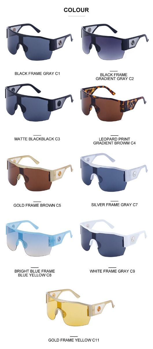 Oversized Shield Sunglasses One Piece Windproof Goggles