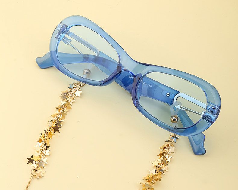 Retro Cute Oval Sunglasses w/ Detachable Chain