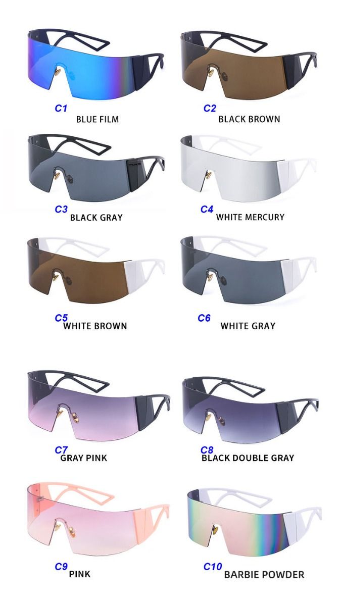 Futuristic googles one piece lens shield sunglasses