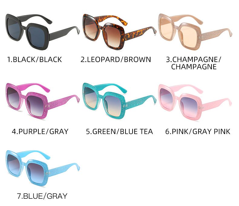 Women Fashion Oversize Square Glittery Retro Sunglasses
