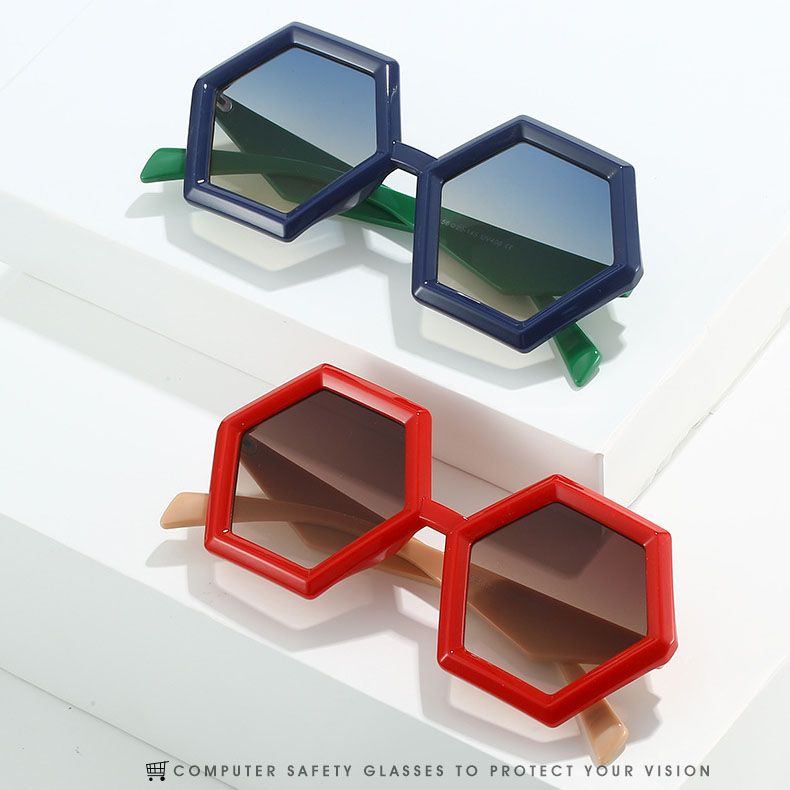 Polygonal hexagon bold frame irregular novel sunglasses