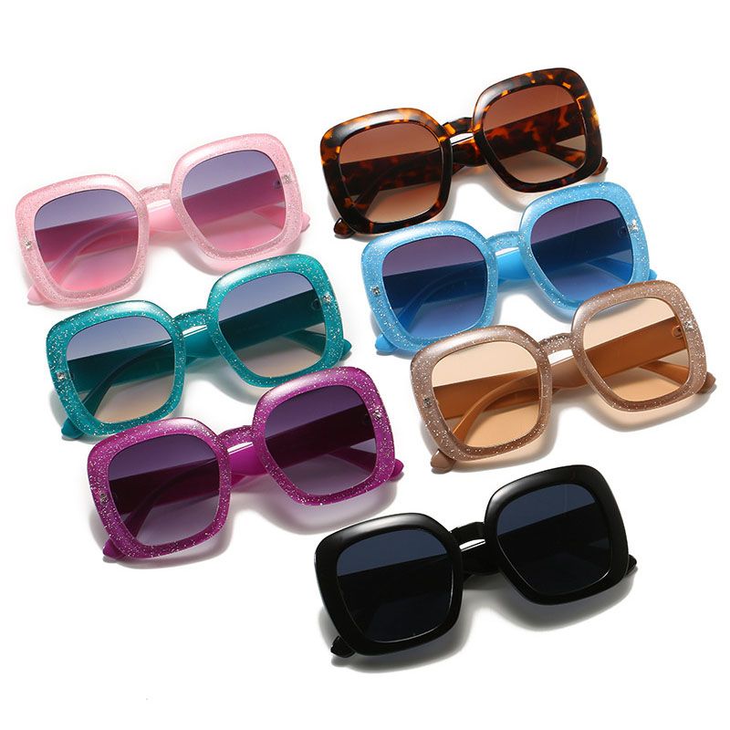 Women Fashion Oversize Square Glittery Retro Sunglasses