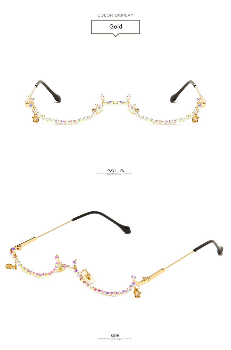 Women Chain Pendant Luxury Diamante Glasses Frame