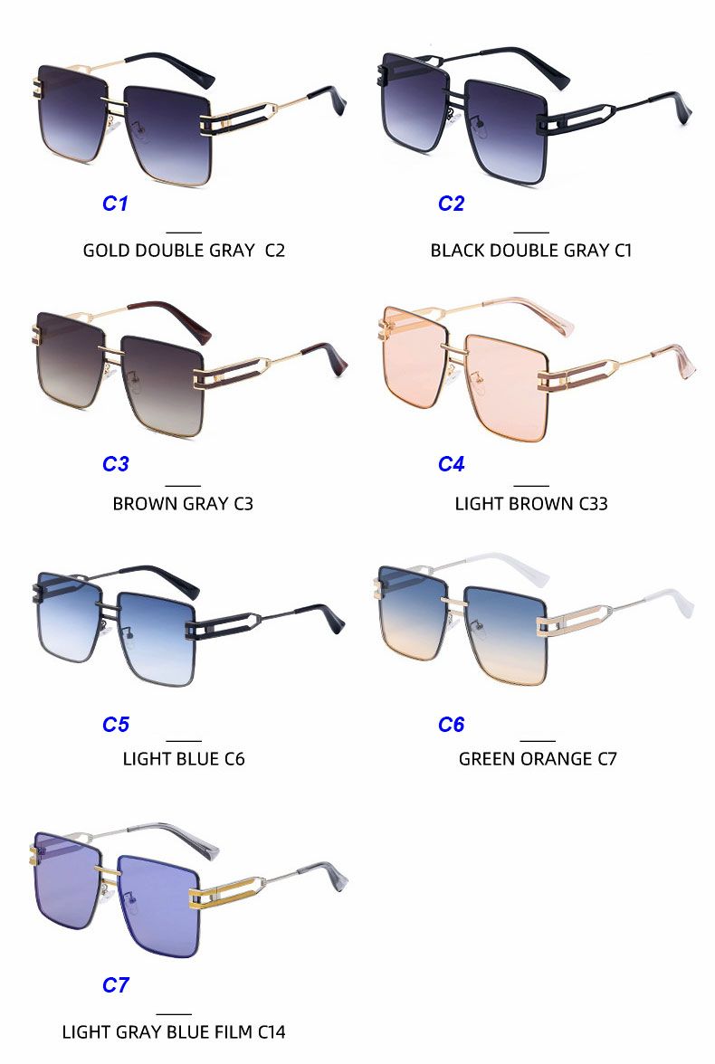Fashion Luxury Alloy Frame Square Shape Sunglasses