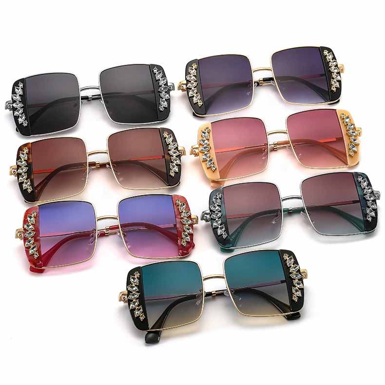 Fashion rhinestones oversized square women sunglasses