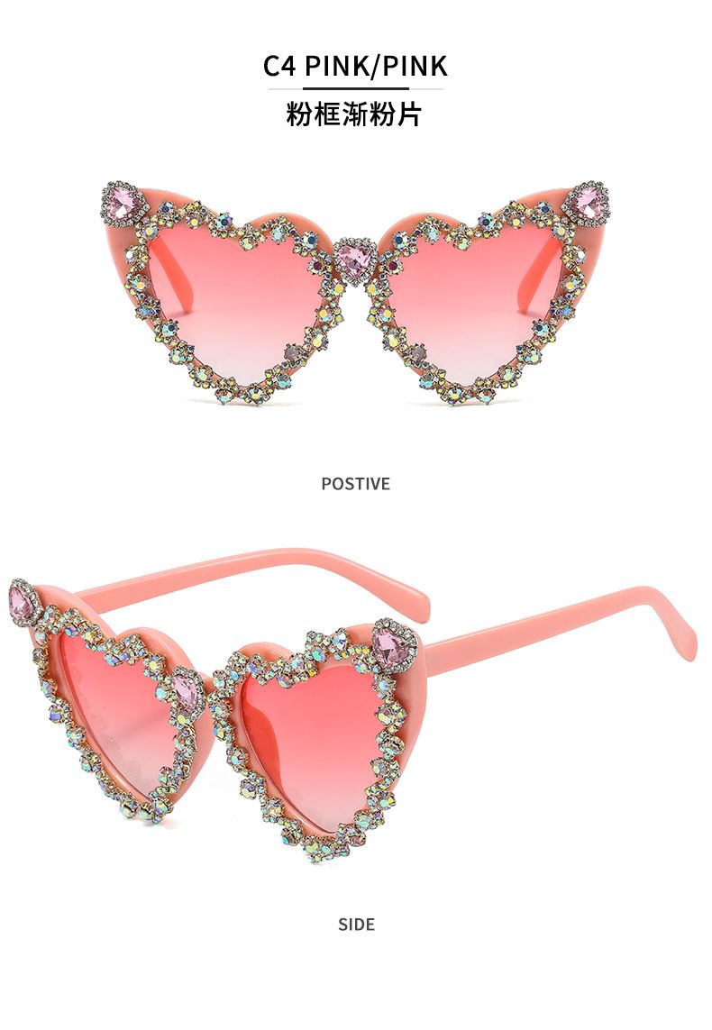 Twinkling rhinestones heart shaped cute sunglasses