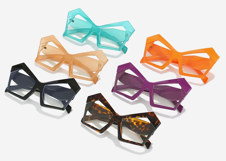 Diamond Cut Polygonal Frame Multiply Facets Eyeglasses