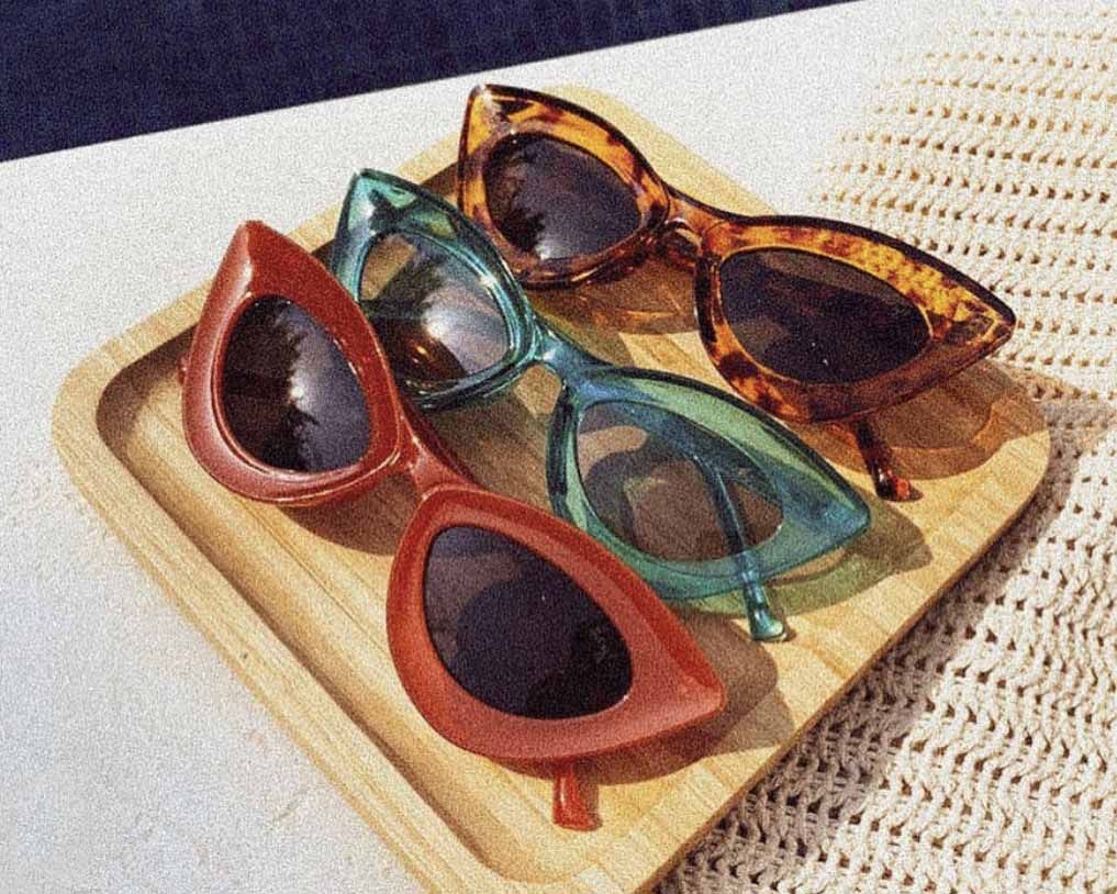 Vintage Acetate Bold Frame Oversized Cat Eye Sunglasses