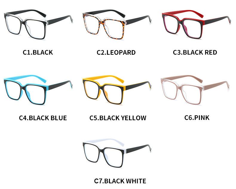 Two Tones Anti-blue Light Square TR90 Frame Glasses
