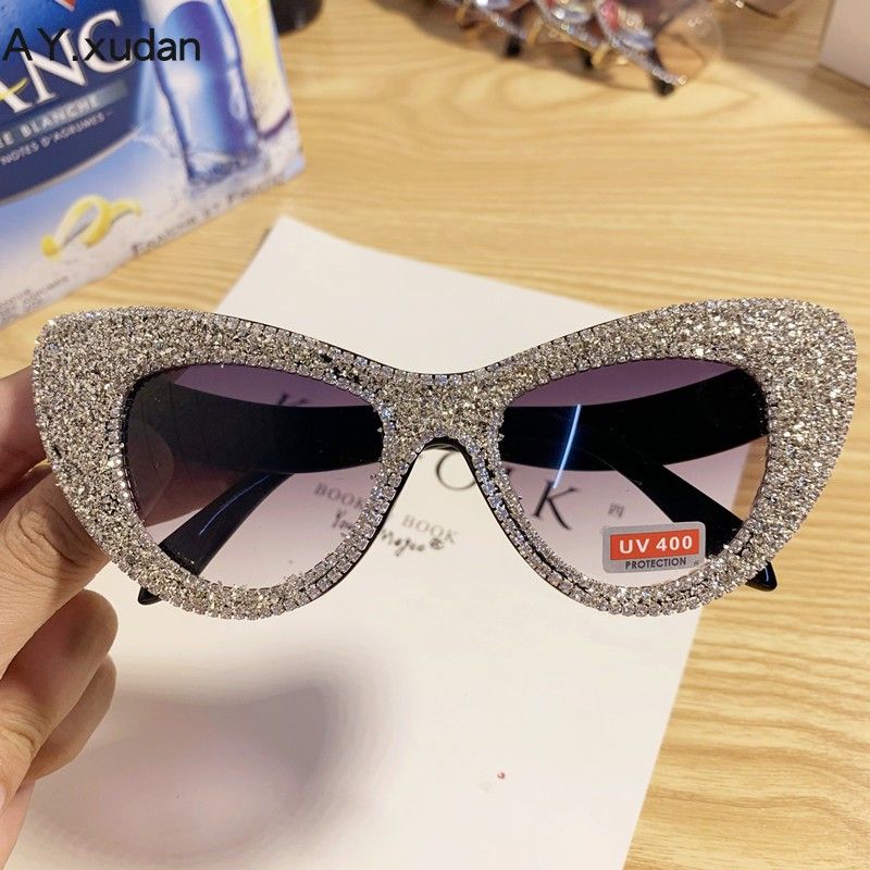 Premium Cat Eye Rhinestone Embellished Bling Sunglasses