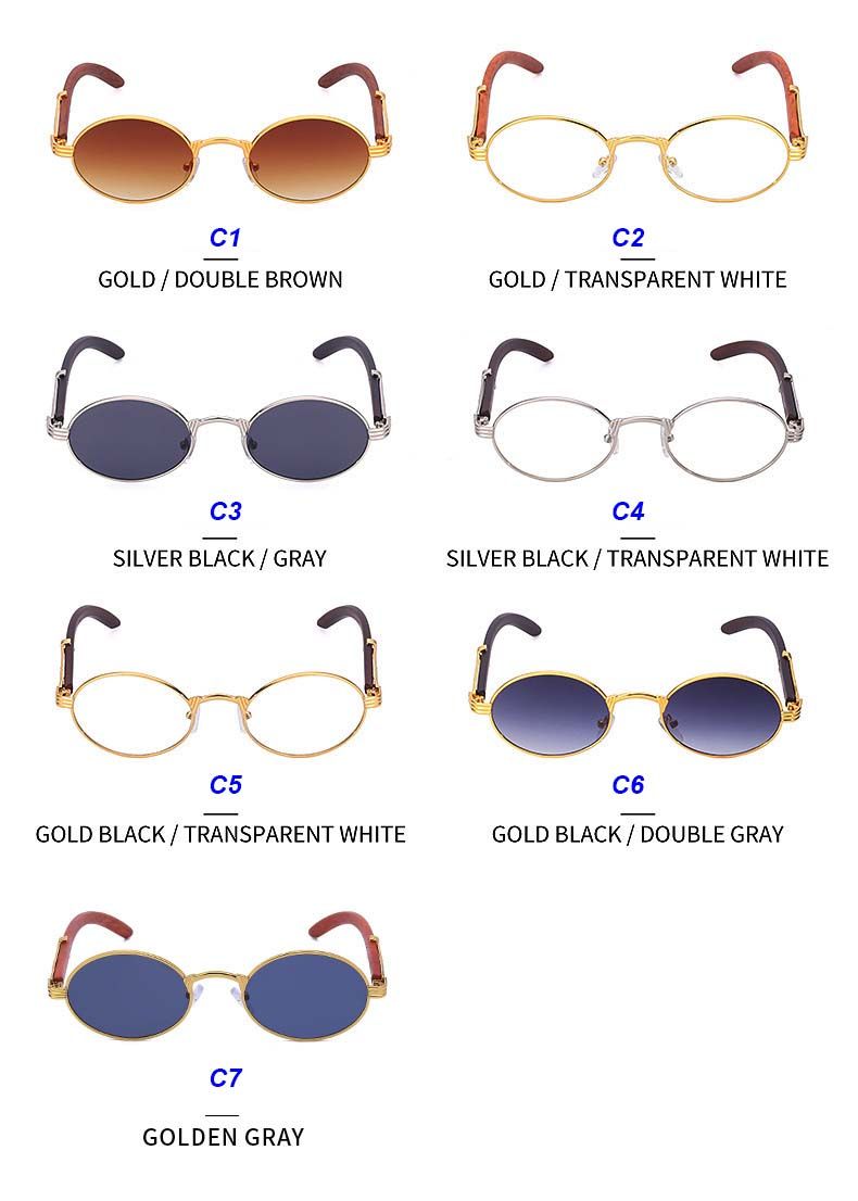 Vintage Oval Frame Gold Metal Temples Sunglasses