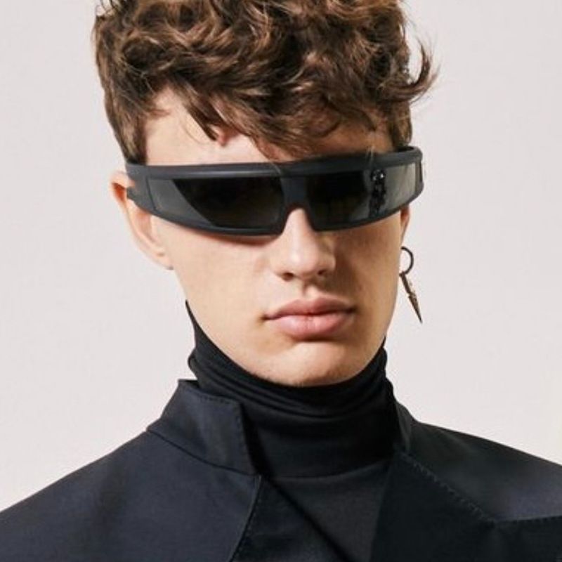 Flat Top Wrap Around Sunglasses Futuristic Goggles