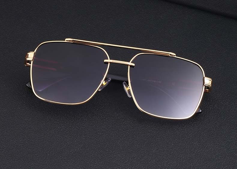 Flat top dapper square aviator gradient sunglasses