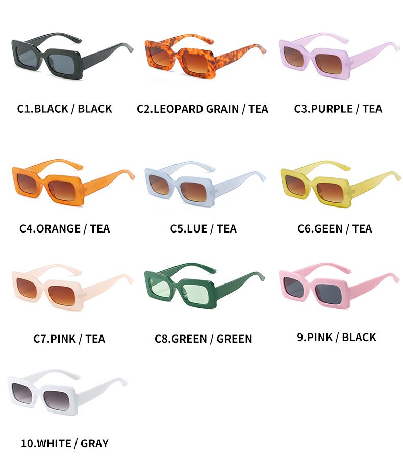  Fashion Rectangular Retro Candy Color Frame Sunglasses