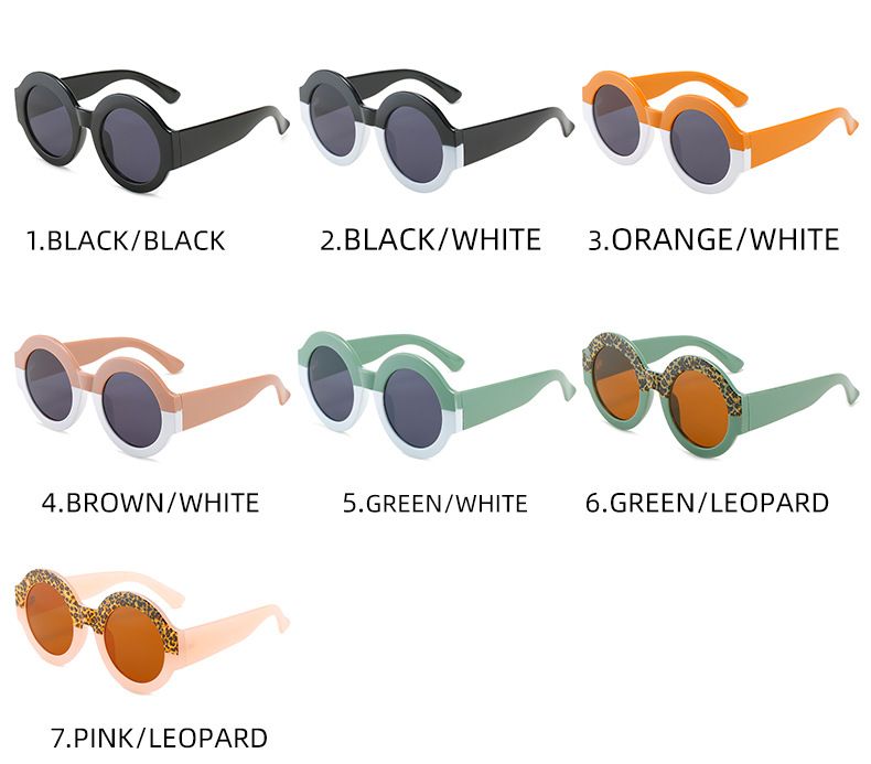 Two Tone Contrary Colors Lovable Round Sunglasses 