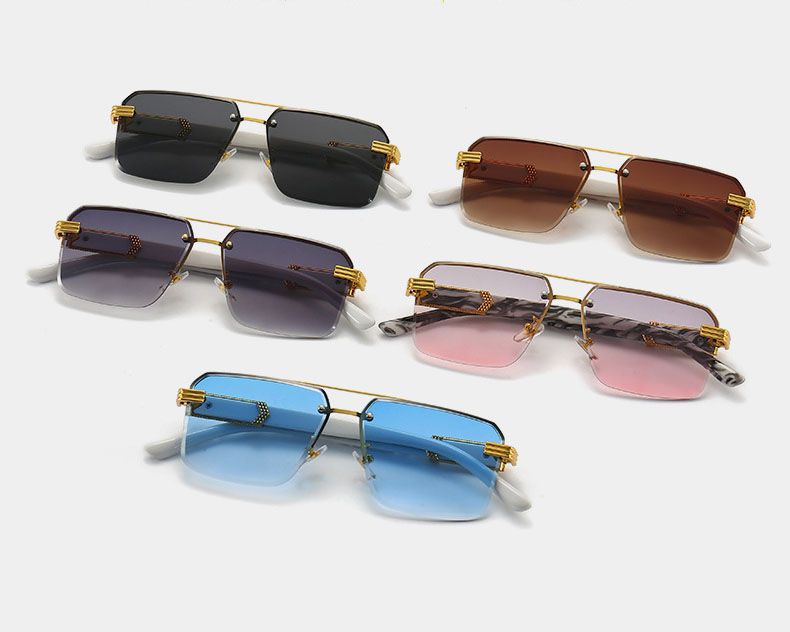 Modern Rimless Oversized Square Mono Lens Sunglasses