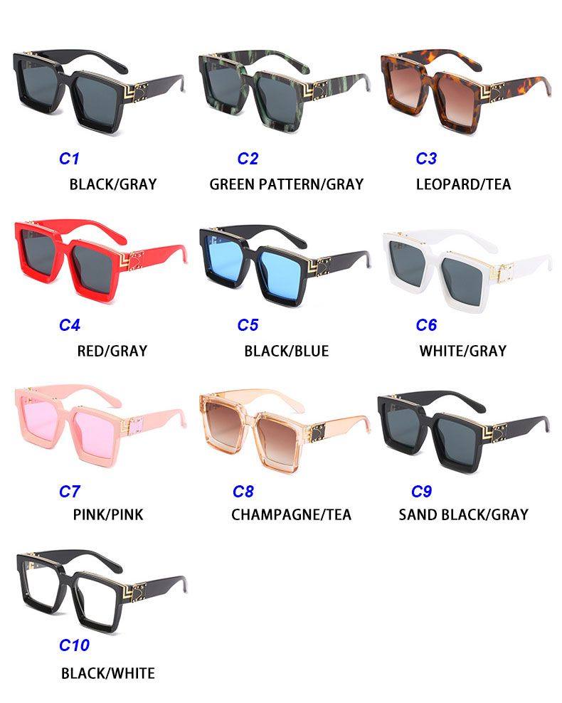 Luxury Bold Oversize Square Sunglasses w/ Metallic Bars