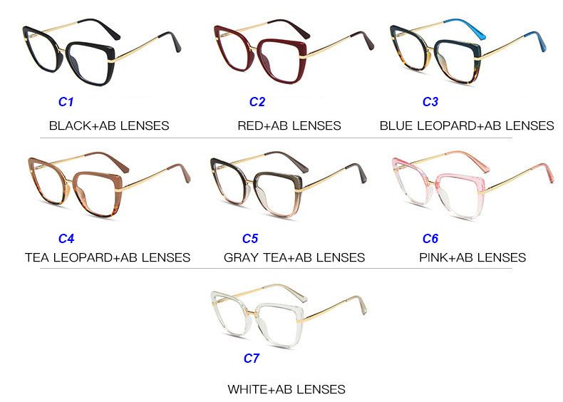 TR90 frame cat eye glasses anti blue light lenses