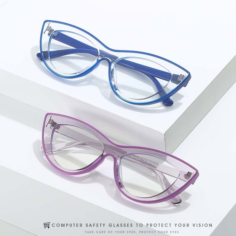 Double Color TR90 Frame Cat Eye Anti Blue Light Glasses