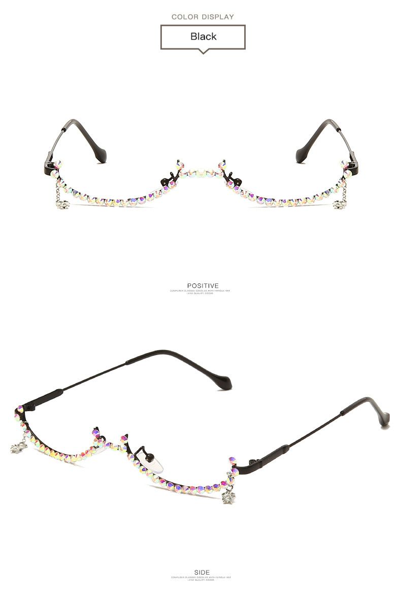 Women Chain Pendant Luxury Diamante Glasses Frame