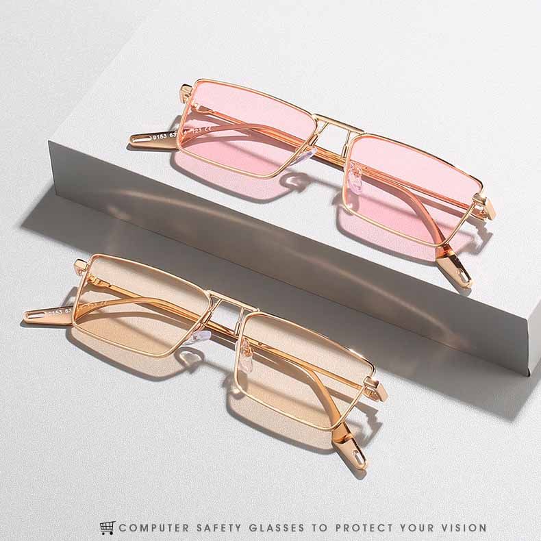 Light metal frame rectangular vintage sunglasses