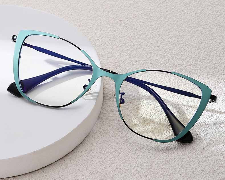 Alloy Frame Anti Light Blue Girls Retro Cat Eye Glasses
