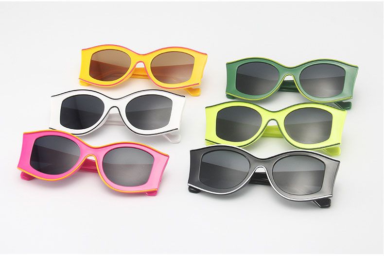 Colorful Oval Women Retro Cool Girl Sunglasses