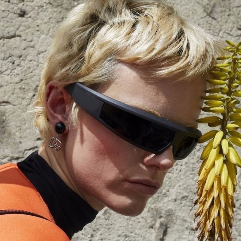 Flat Top Wrap Around Sunglasses Futuristic Goggles