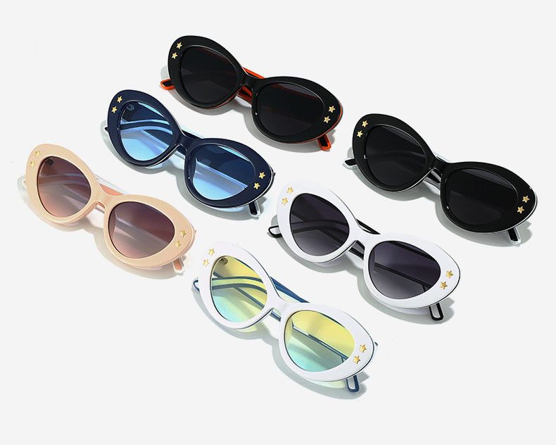 Two Tones Oval Frame Modern Cat Eye Sunglasses