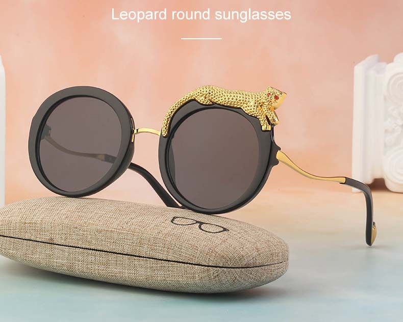Steampunk round sunglasses flat lens side mesh covers