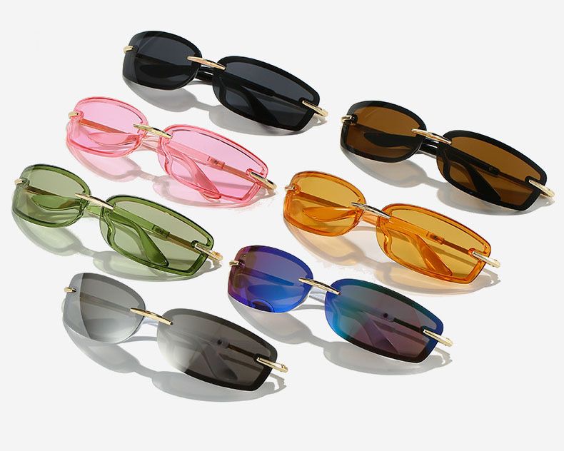 Fashion Rimless Sun Glasses Wrap Around Shades
