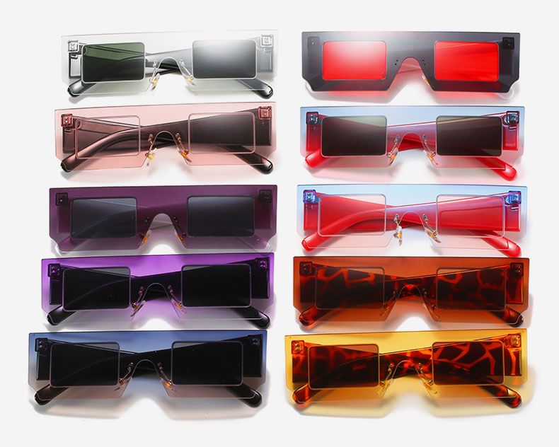 Modern Flat Top Hip Hop Multicolored Sunglasses